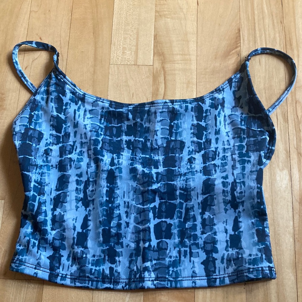 Onzie Blue and White Mini Crop Top Casual Pencil Style